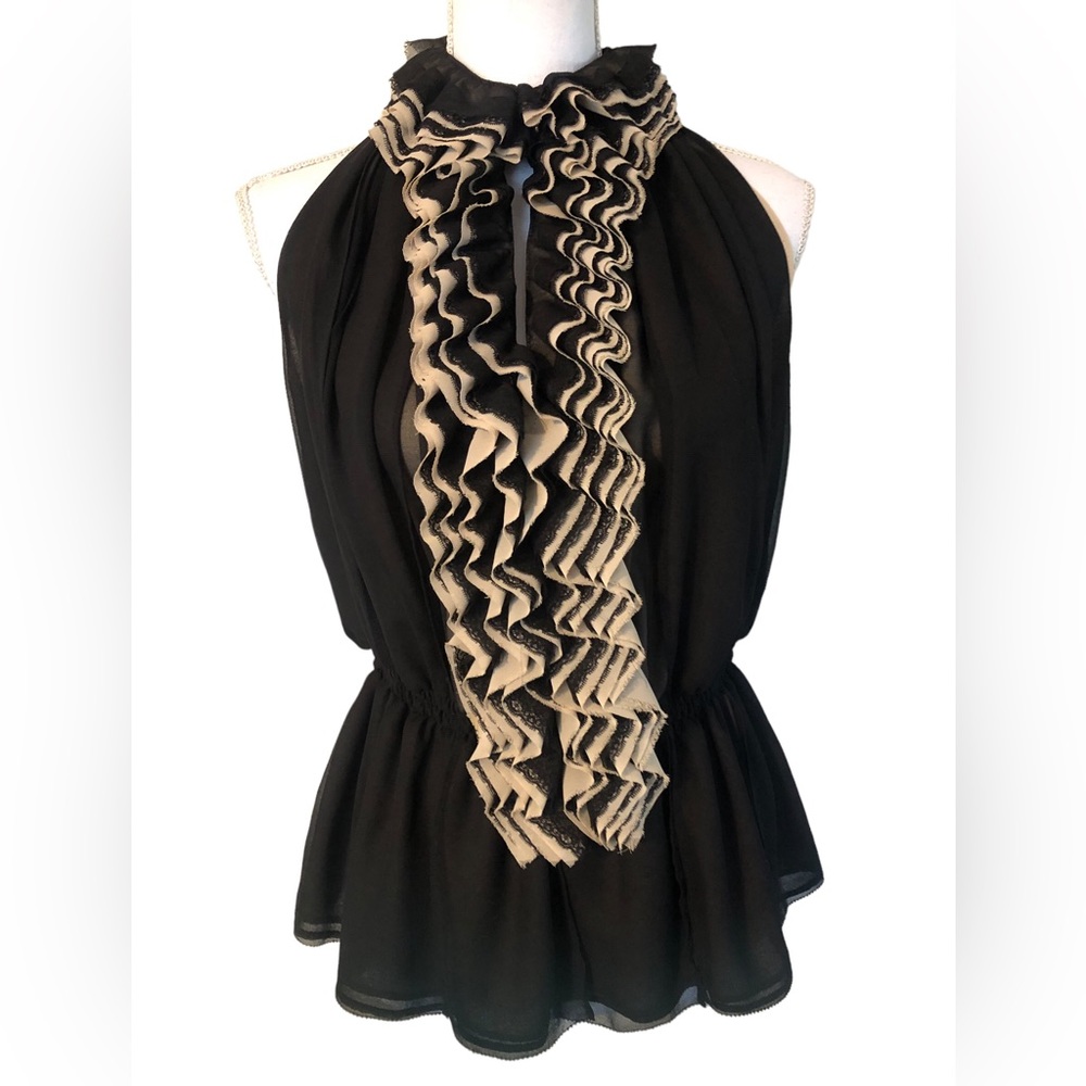Robert Rodriguez For Target+Neiman Marcus Black Sleeveless Ruffles Peplum Top